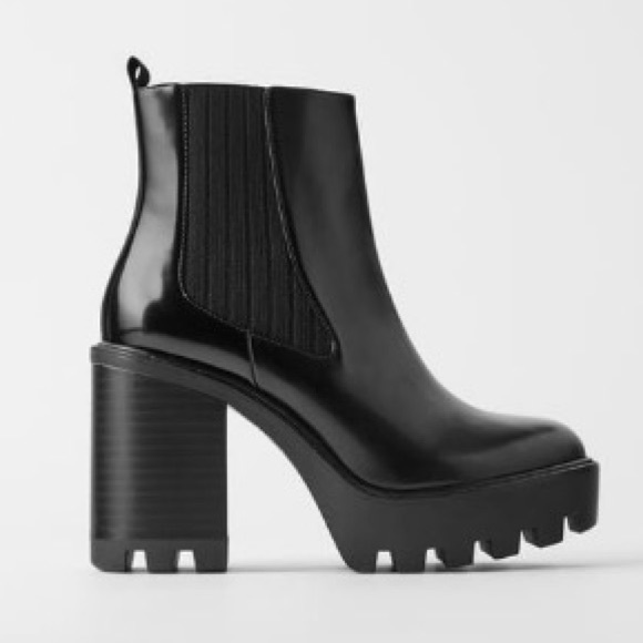 Zara Shoes - ZARA BLACK PATENT ANKLE BOOT WITH TRACK HEEL